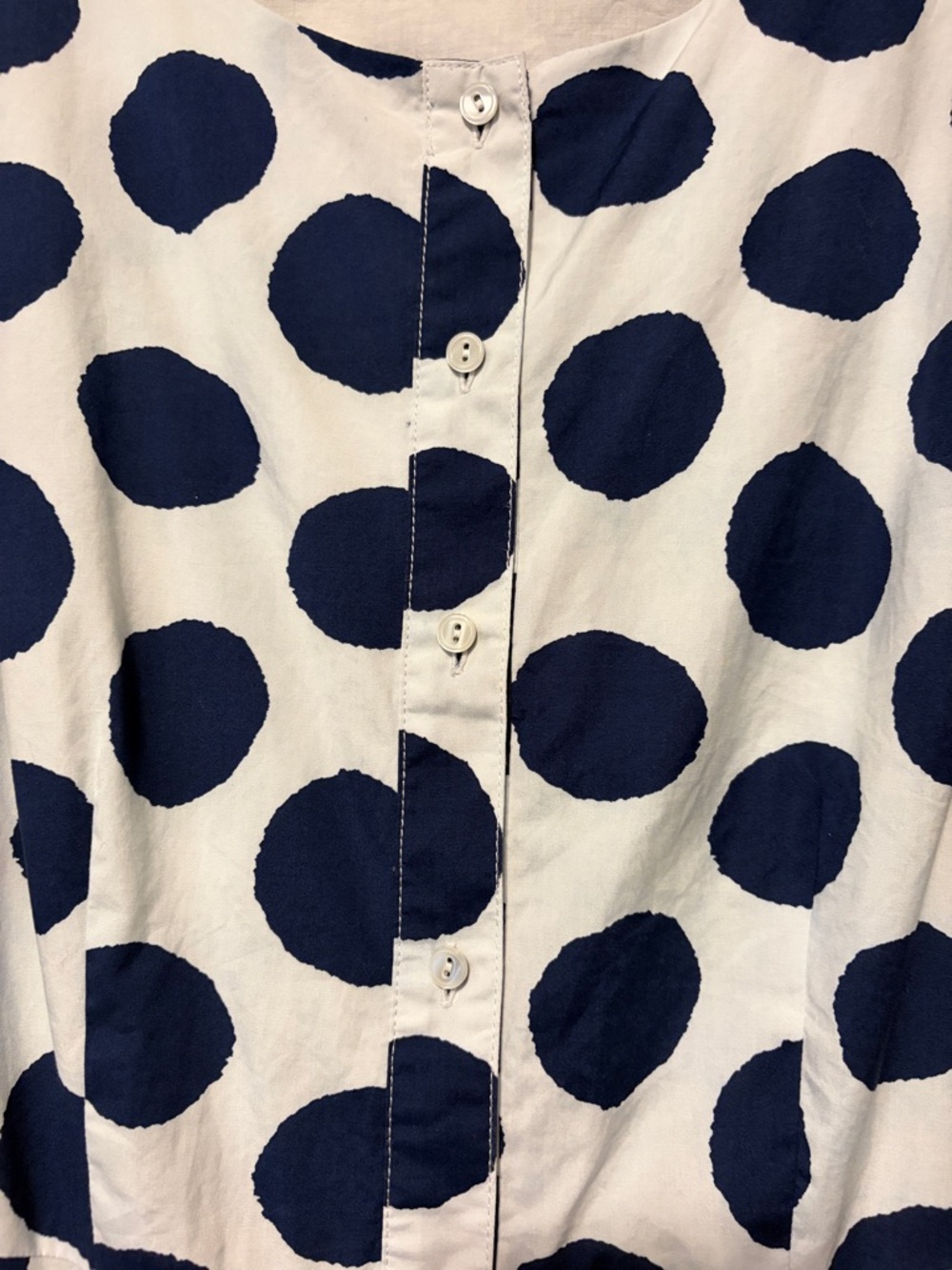 Talbots White Midi Dress with Navy Polka Dots - Picture 15 of 16